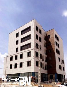 مجتمع تجاری مسکونی پردیسان قم | اجرای نمای ترکیبی سرامیک