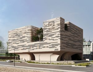 نمای ساختمان نظام مهندسی یزد – اجرای نمای آجر خشک