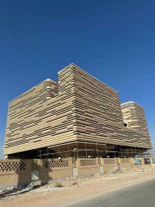 نمای ساختمان نظام مهندسی یزد – اجرای نمای آجر خشک