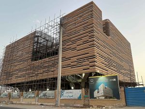 نمای ساختمان نظام مهندسی یزد – اجرای نمای آجر خشک