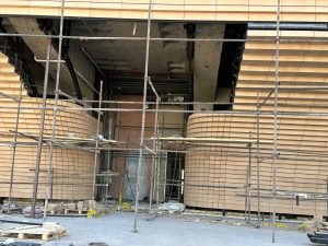 نمای ساختمان نظام مهندسی یزد – اجرای نمای آجر خشک